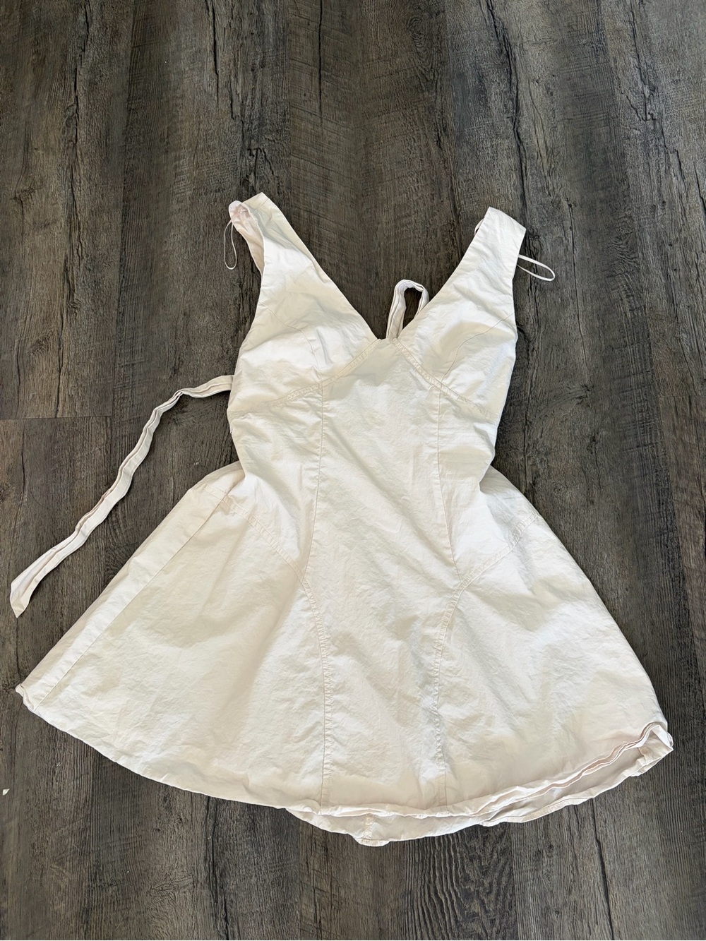 Elodie White V-Neck Mini Dress with Tied Waist